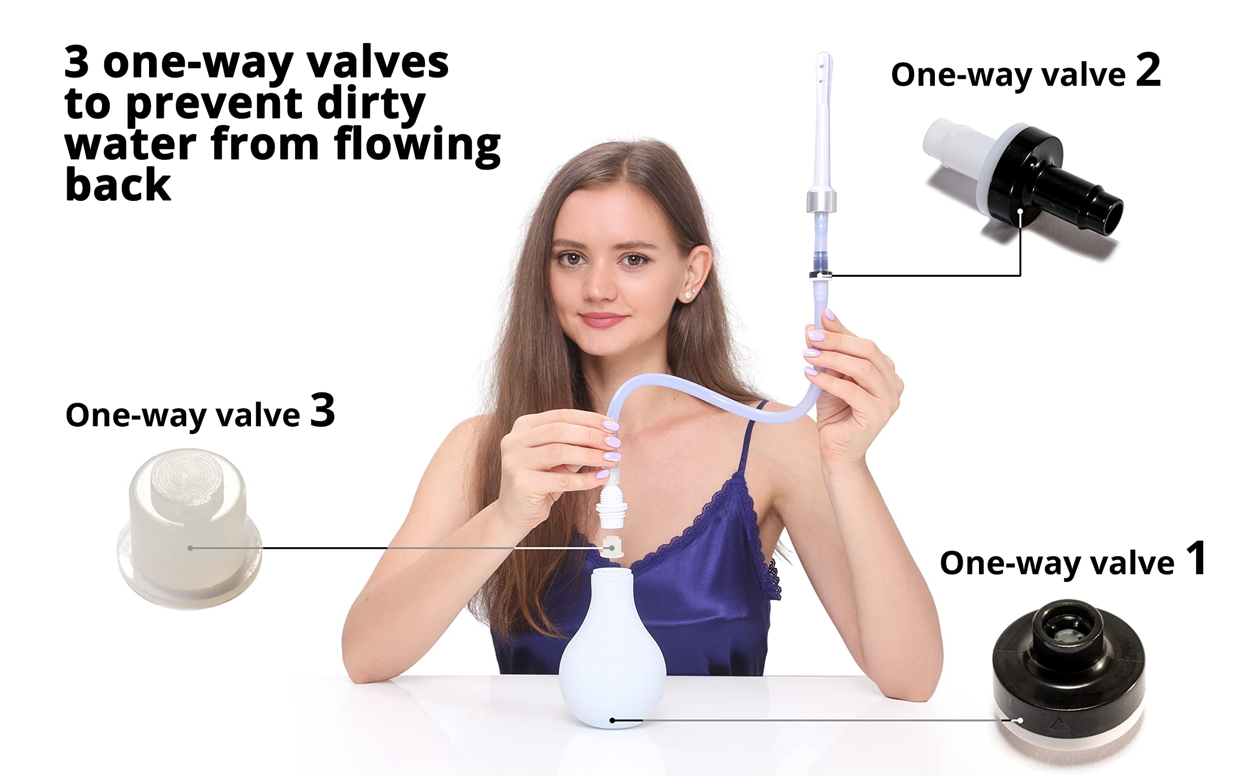 RVDKBULB Natural Vaginal Cleansing System with 3 One-Way Valves - Vaginal Douche for Women
